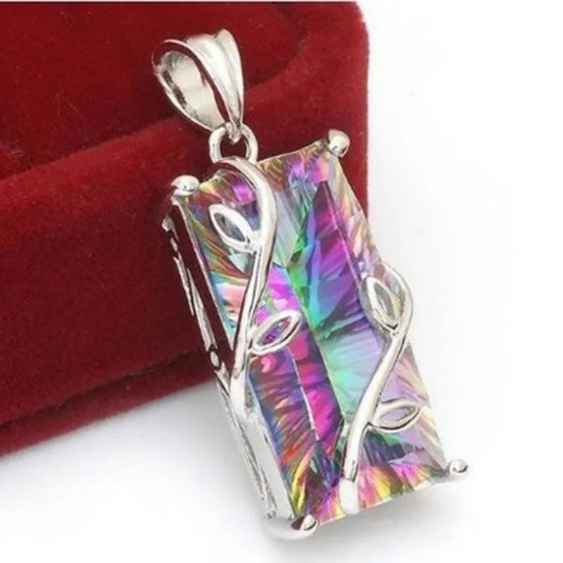 Rainbow Crystal Leaves Pendant
