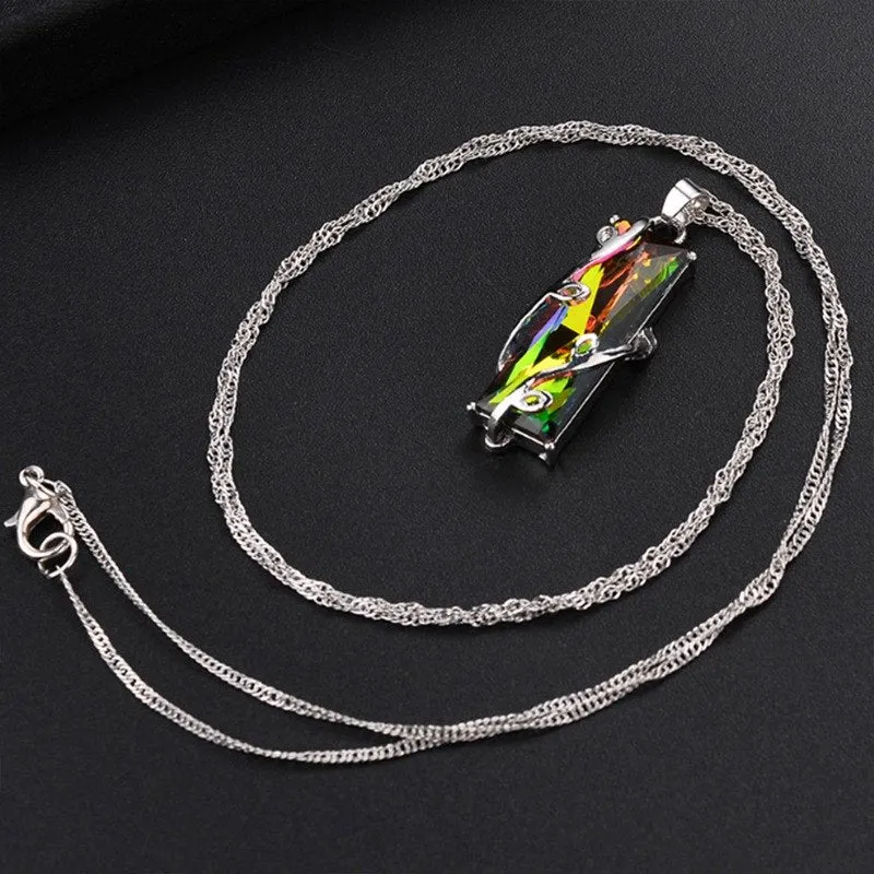 Rainbow Crystal Leaves Pendant