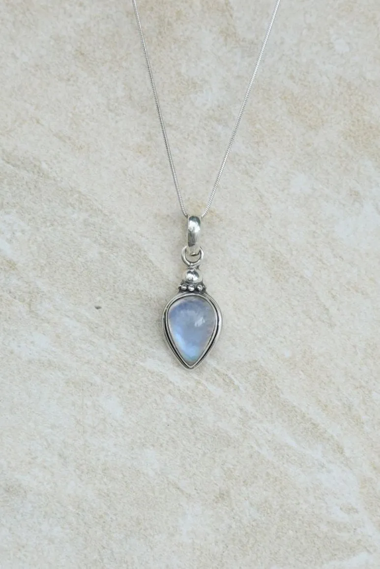 Rainbow Moonstone Teardrop Pendant