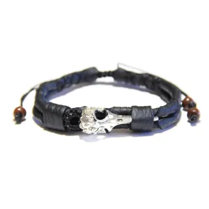 Raven Skull Bracelet, HANDMADE Black Genuine Leather Bracelets, Bird Skeleton Adjustable Bracelet with Sliding Knot, Men's Bracelets, Birthday Gift for Man, Bracelet for Men, Gothic crow jewelry