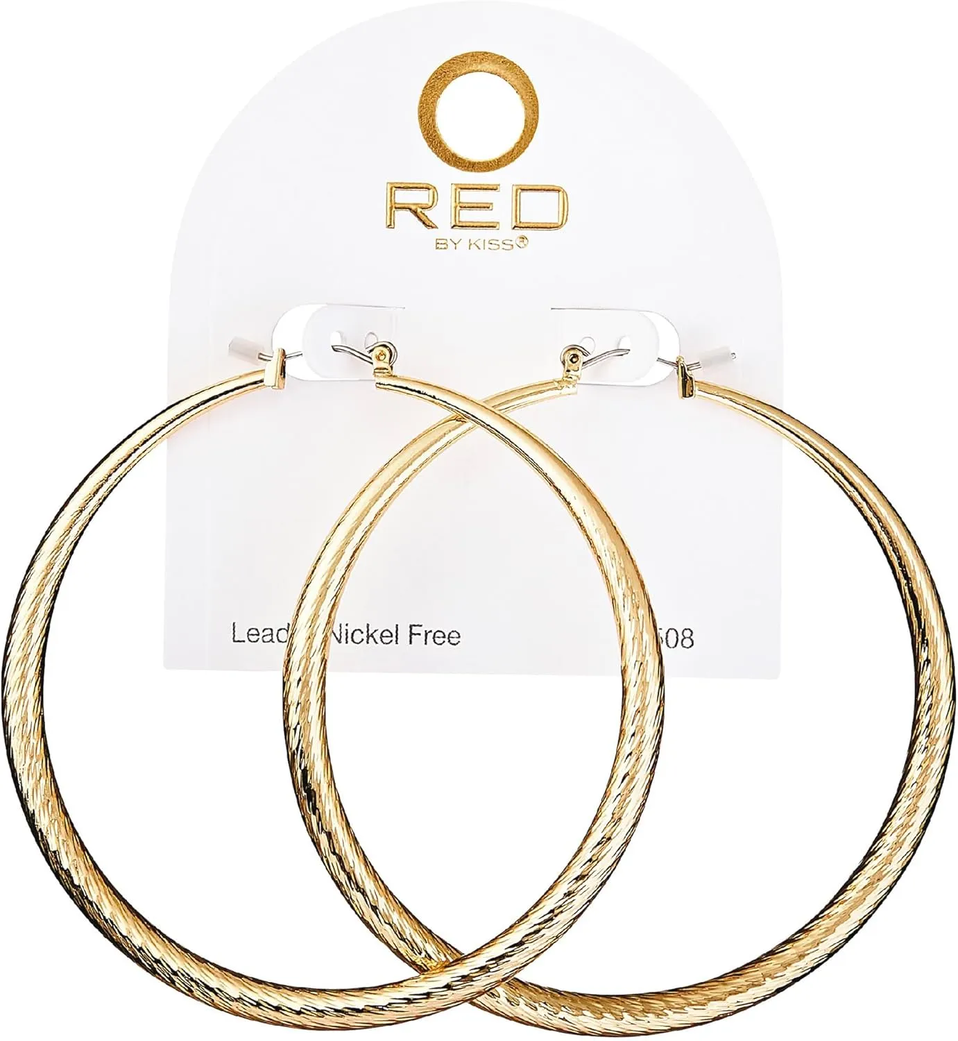 RED By Kiss Glam Hollow Hoop DC Earrings, Fashion & Stylish Jewelry, Secure Hypoallergenic Pincatch, Lightweight Daily Essential Accessory, Lead & Nickel Free
