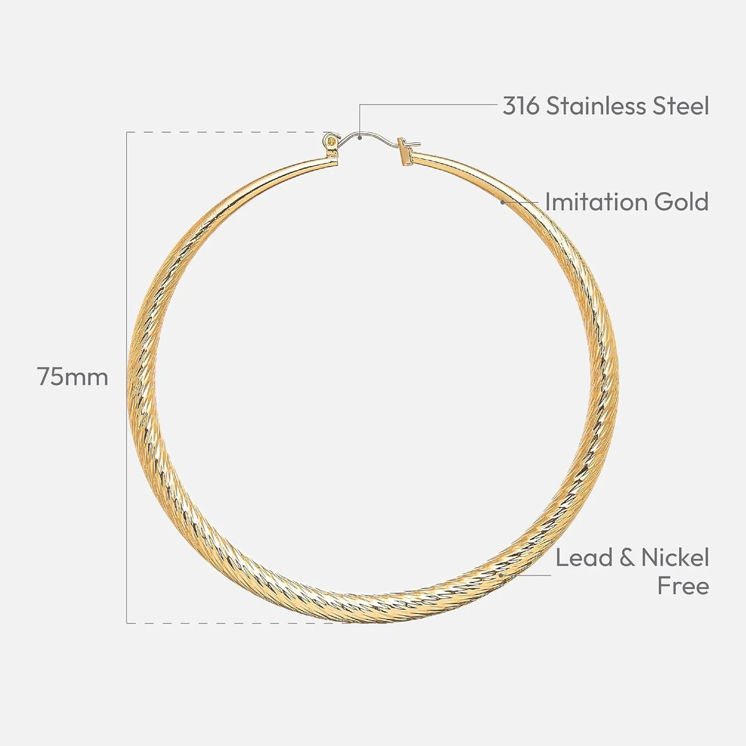 RED By Kiss Glam Hollow Hoop DC Earrings, Fashion & Stylish Jewelry, Secure Hypoallergenic Pincatch, Lightweight Daily Essential Accessory, Lead & Nickel Free