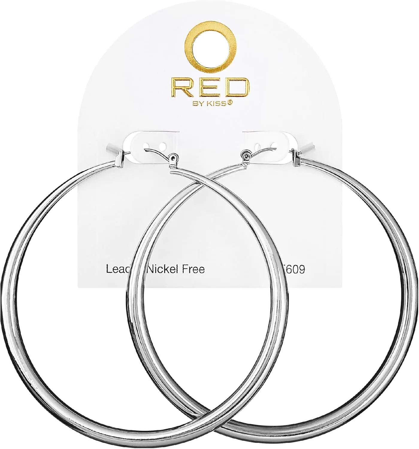 RED By Kiss Glam Hollow Hoop Earrings, Fashion & Stylish Jewelry, Secure Hypoallergenic Pincatch, Lightweight Daily Essential Accessory, Lead & Nickel Free