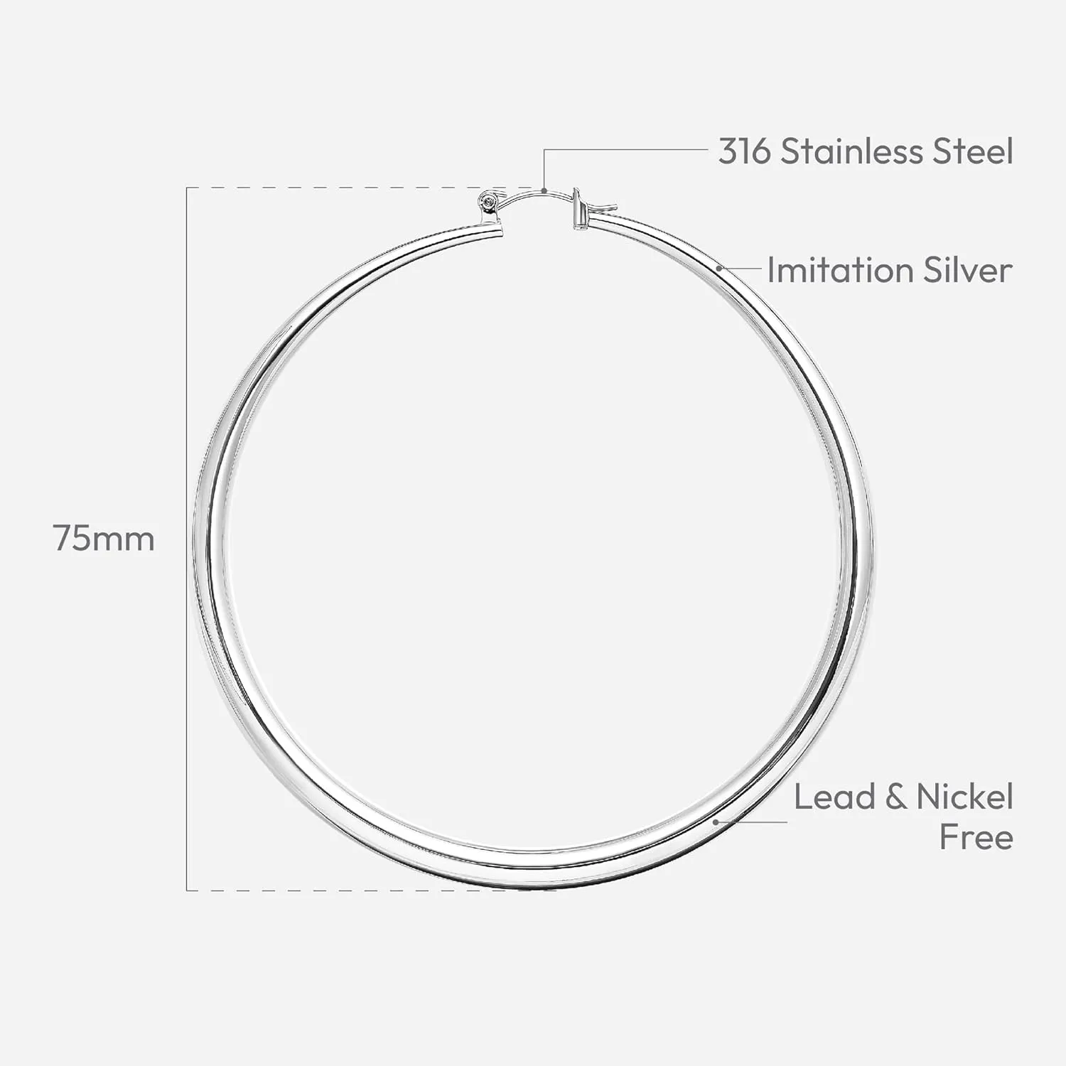 RED By Kiss Glam Hollow Hoop Earrings, Fashion & Stylish Jewelry, Secure Hypoallergenic Pincatch, Lightweight Daily Essential Accessory, Lead & Nickel Free