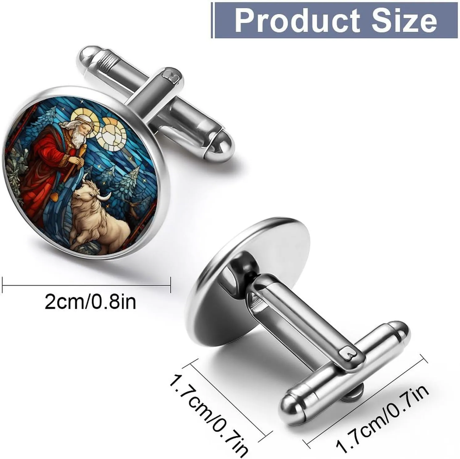 Reindeer Stained Glass Christmas Cuff Links Mens Warm Christmas Shirt Cufflinks For Men Holiday Xmas Christmas Party Mens Cufflinks Classic Cufflinks Anniversary Present Marriage Ceremony