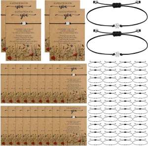 Remuuly Inspirational Flower Bracelet Gifts Bulk Adjustable Wish Bracelet for Women Mother's Day Friend Nurse Teacher
