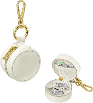 Ring Holder Keychain & Travel Jewelry Holder - Compact Sport-Friendly Keychain Case for Gym, Swimming, Jewelry Storage (White) - Water-Resistant Portable Organizer for Rings, Earrings, Necklaces