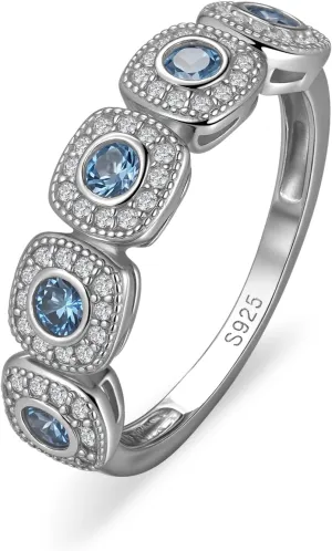 Rings, 925 Sterling Silver,Platinum Plated,Rectangle with Zirconium Inlaid