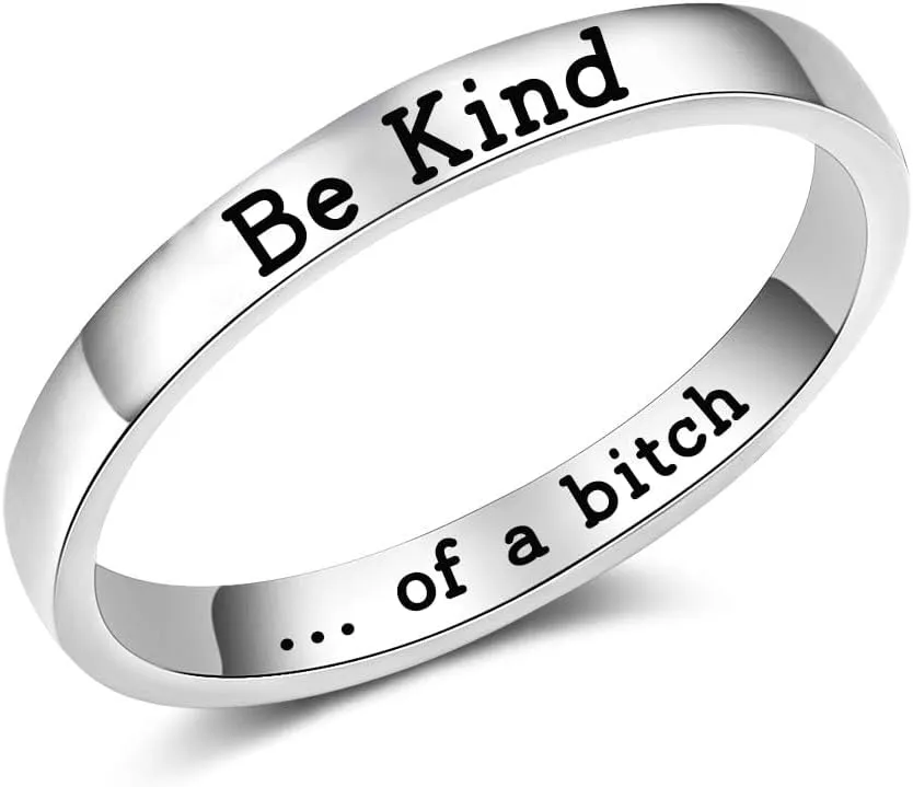 Rings for Women Engraved Ring Inspirational Motivational Be Kind Funny Gift