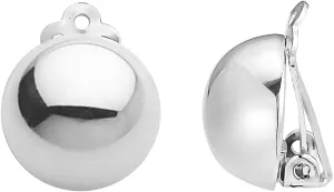 Ritastephens Sterling Silver Polished Clip-on Earrings (Round or Oval)