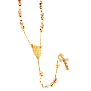 Rosary Necklace for Women - Lariat Cross Necklace in Tritone - Fashion Rosary Bead Necklaces - 26" Chain Length Jewelry Catholic Faith Christian Religious Birthday Mothers Day Gifts for Mom