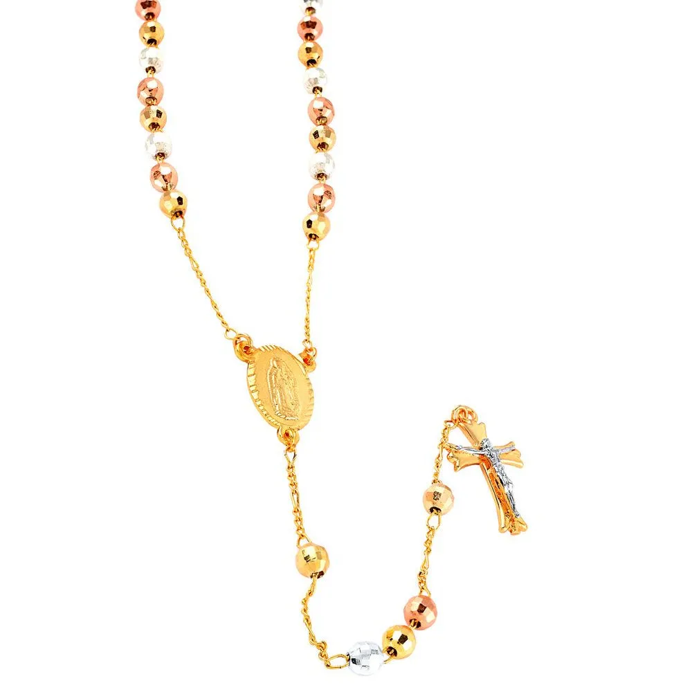 Rosary Necklace for Women - Lariat Cross Necklace in Tritone - Fashion Rosary Bead Necklaces - 26" Chain Length Jewelry Catholic Faith Christian Religious Birthday Mothers Day Gifts for Mom