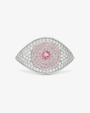 Rose Evil Eye Ring - Silver|Pink Sapphire