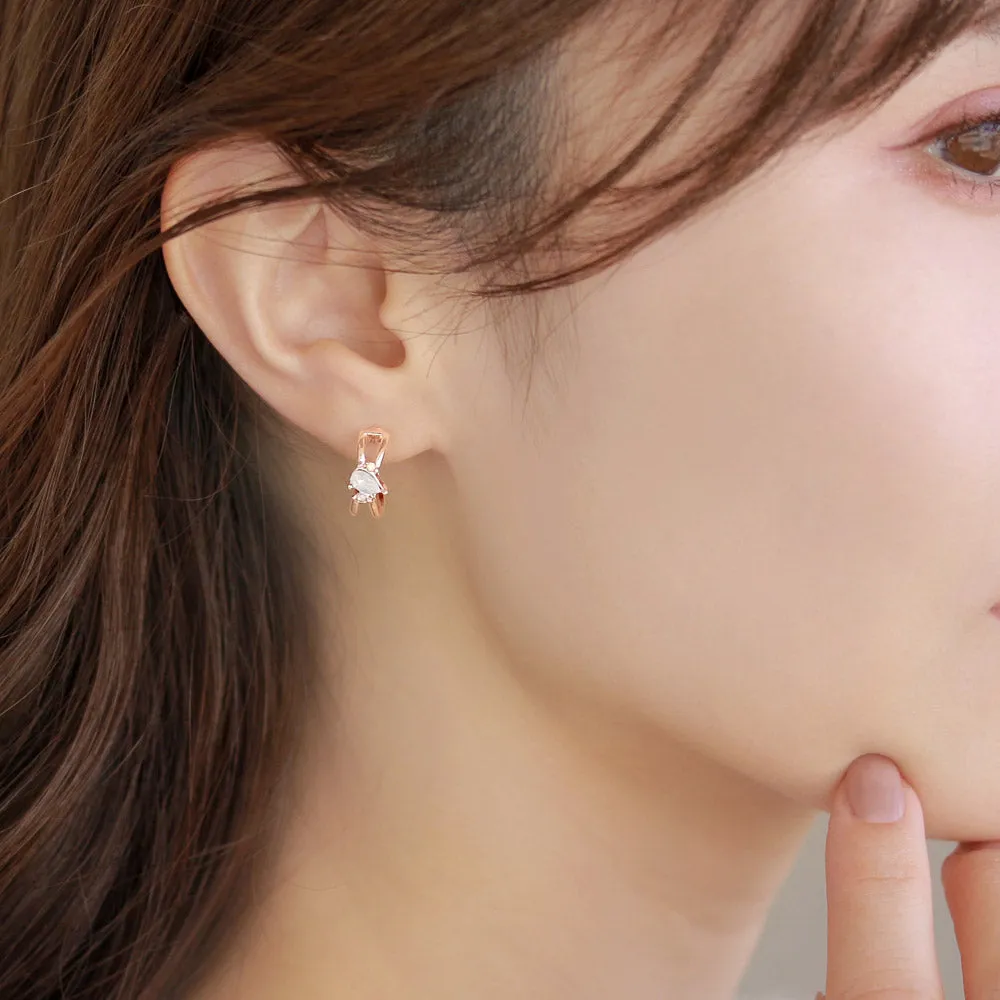 Rose Silver Inlaid Double Hoop Earrings