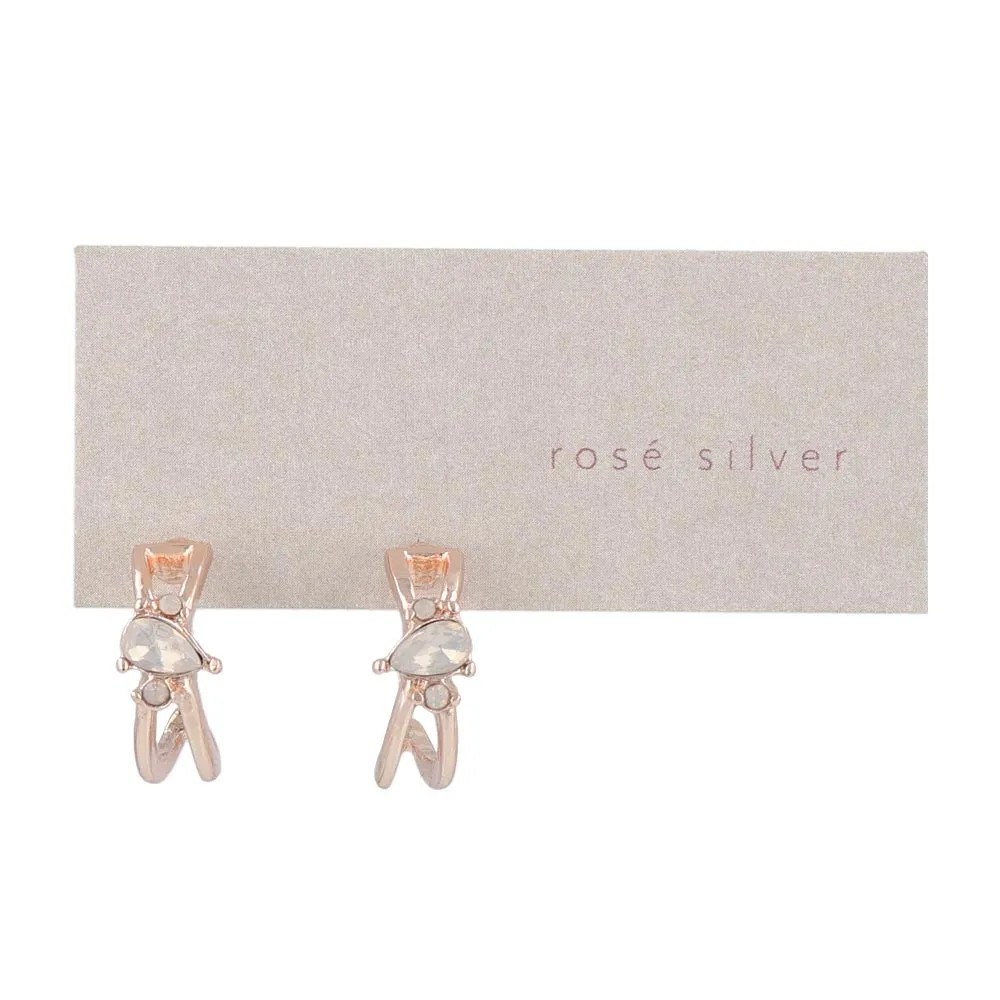 Rose Silver Inlaid Double Hoop Earrings