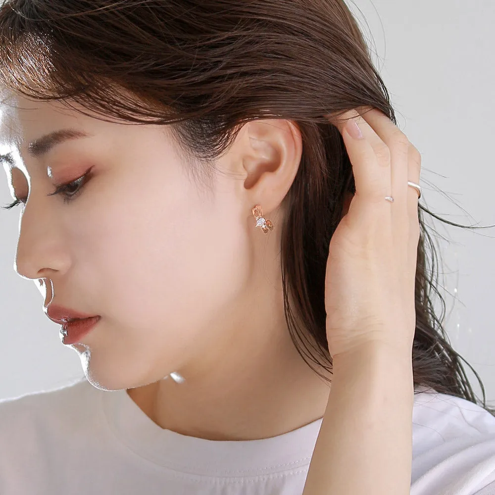 Rose Silver Inlaid Double Hoop Earrings