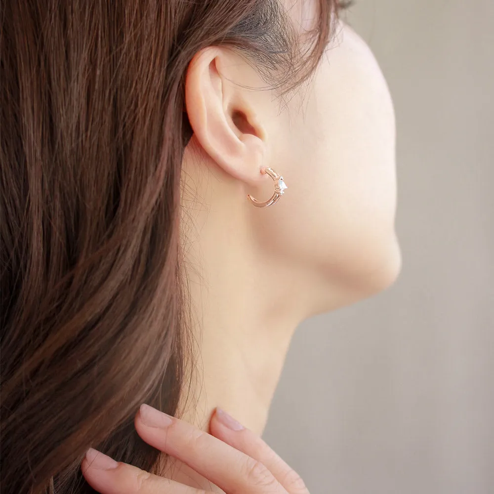 Rose Silver Inlaid Double Hoop Earrings
