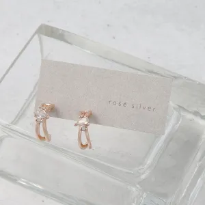 Rose Silver Inlaid Double Hoop Earrings