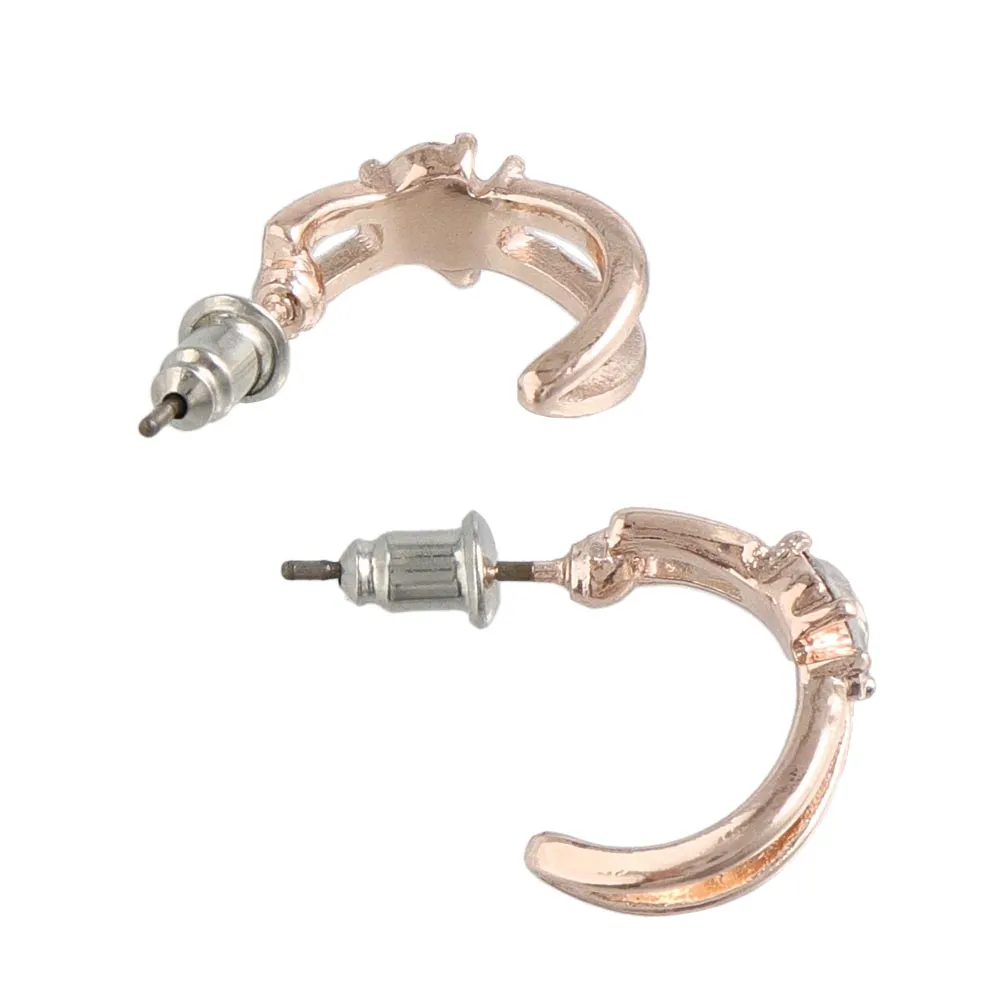 Rose Silver Inlaid Double Hoop Earrings