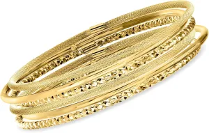 Ross-Simons Italian 14kt Yellow Gold Multi-Finish Jewelry Set: 6 Bangle Bracelets