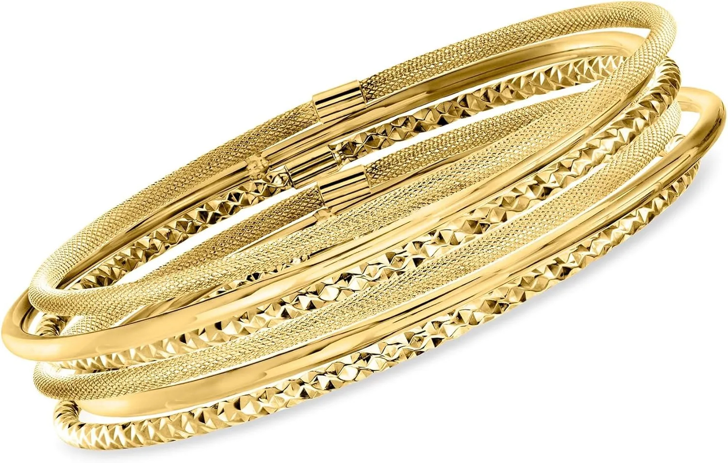 Ross-Simons Italian 14kt Yellow Gold Multi-Finish Jewelry Set: 6 Bangle Bracelets