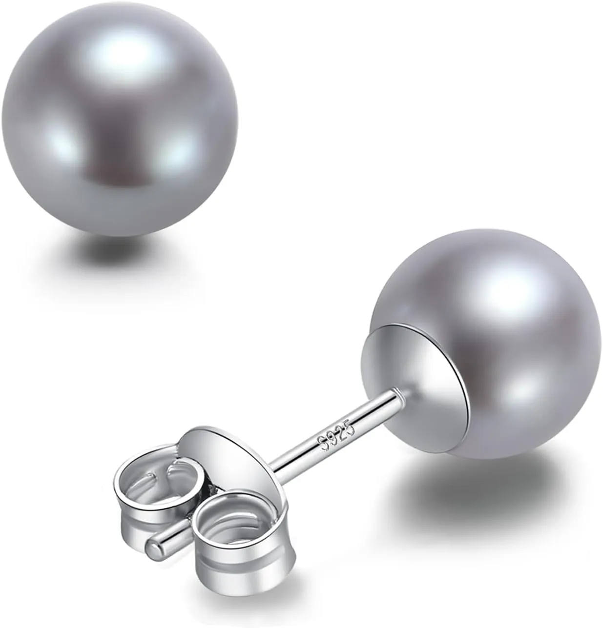 Round Akoya Pearl Stud Earrings in Cultured Blue/Golden/Grey Pearls with 925 Sterling Silver, Hypoallergenic - Luxurious Jewelry Gift for Women on Anniversary, Birthday, Mother's Day