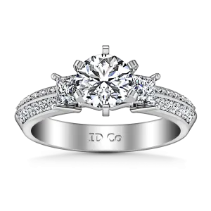 Round Diamond Three Stone Engagement Ring Ivana 14K White Gold