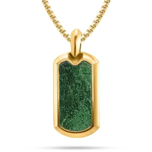 RTZN Jade Necklace for Men  Premium Dog Tag Green Jade Pendant Necklaces with Stainless Steel Box Chain 22" Inch   2" Extension  Luxurious 18K Gold Plated Mens Jewelry Necklace