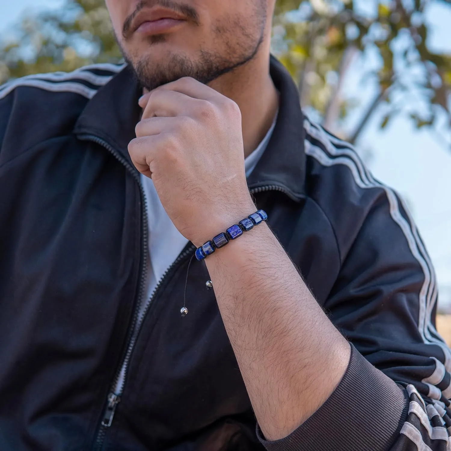 RTZN Lapis Lazuli Bracelets for Men  Premium Artisan Handcrafted Authentic Blue Lapis Lazuli Men Beaded Bracelet  Adjustable Spiritual Bracelets for Men (Havana)