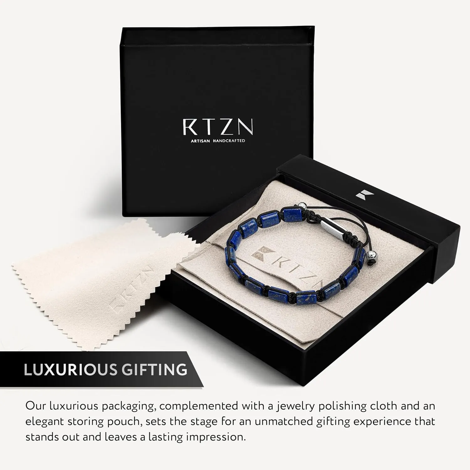 RTZN Lapis Lazuli Bracelets for Men  Premium Artisan Handcrafted Authentic Blue Lapis Lazuli Men Beaded Bracelet  Adjustable Spiritual Bracelets for Men (Havana)