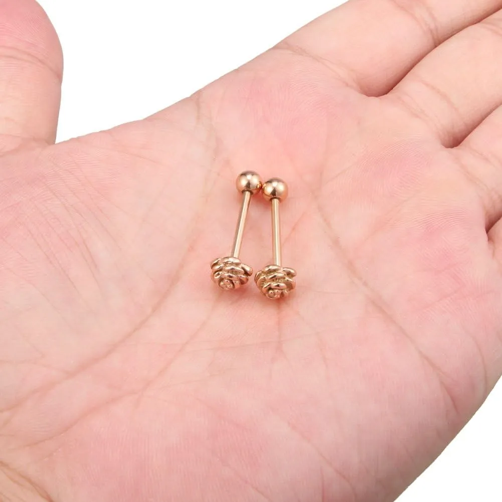 Ruifan 2pcs Vintage Straight Barbell Nipple Tongue Ring Piercing 14G