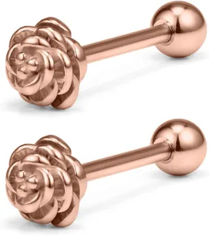 Ruifan 2pcs Vintage Straight Barbell Nipple Tongue Ring Piercing 14G