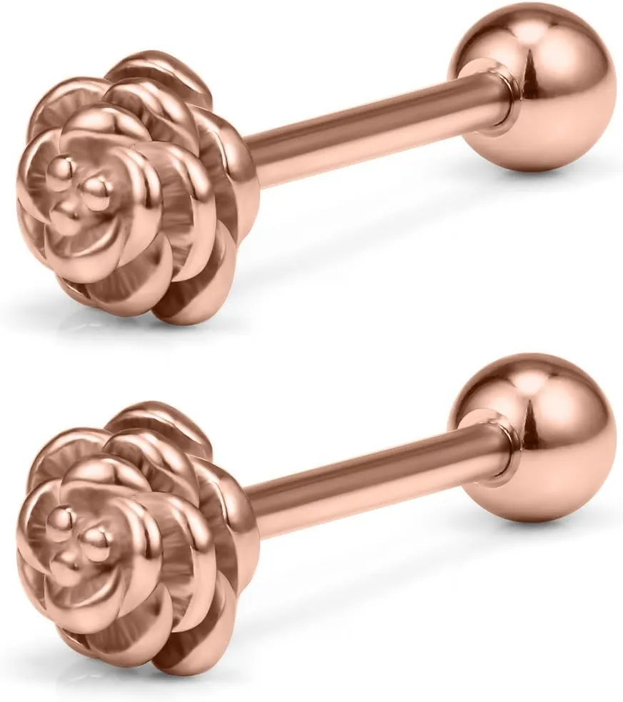 Ruifan 2pcs Vintage Straight Barbell Nipple Tongue Ring Piercing 14G