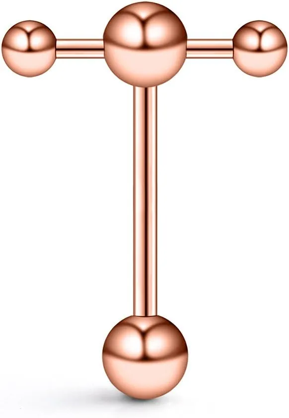 Ruifan T Shape Top Straight Barbell Tongue Ring Piercing 14G