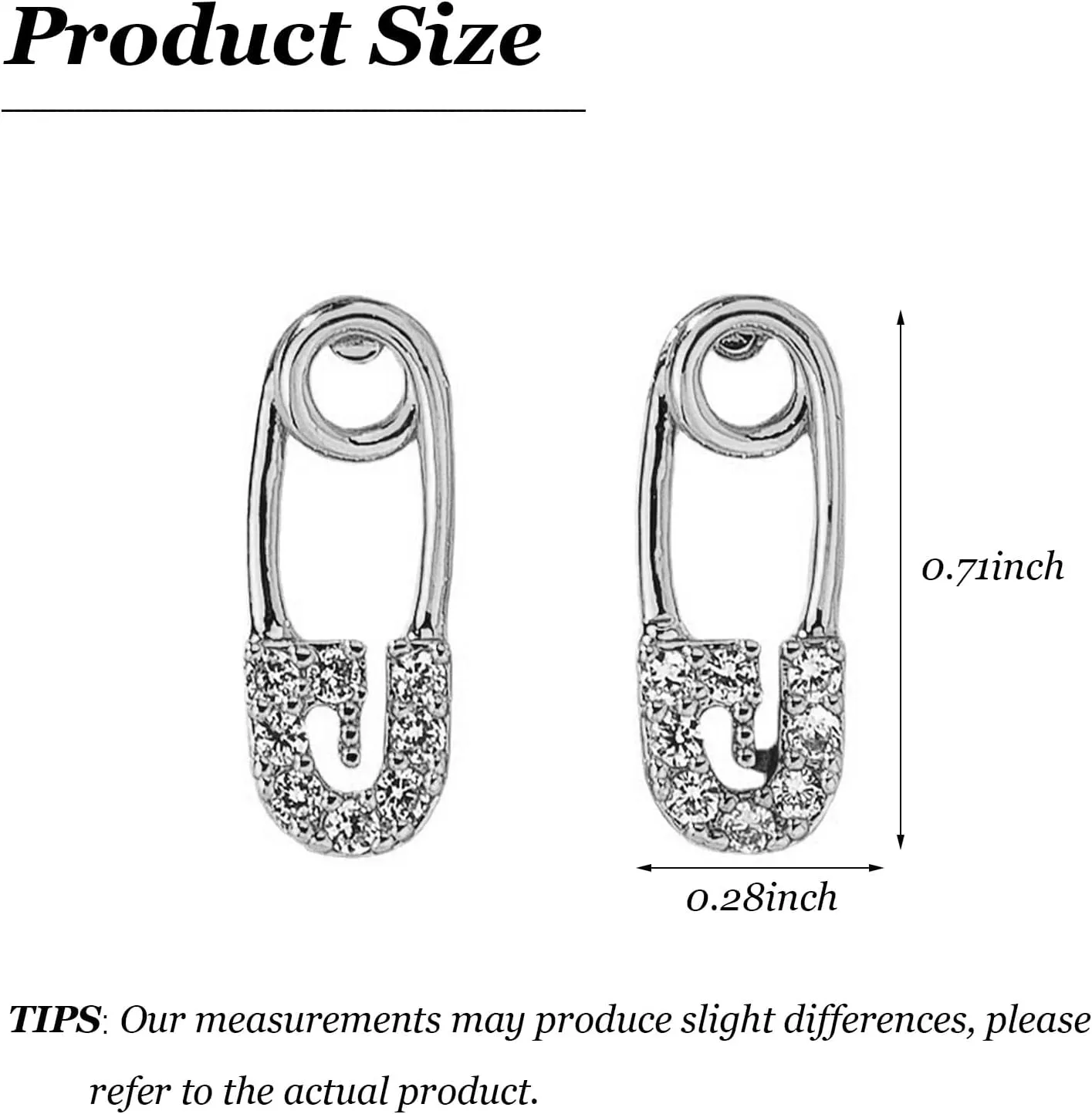 Safety Pin Earrings for Women Hypoallergenic Flatback Stud Earrings Trendy Rhinestone Safety Pin Stud Earrings Paper Clip Earrings Jewelry Gift