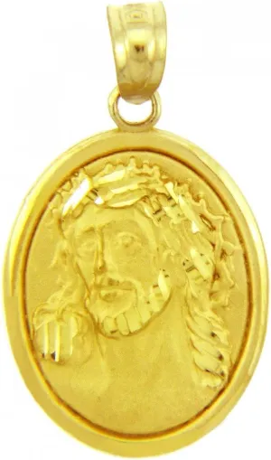 Saint Collection Gold Religious Pendants - Sacred Heart of Jesus Yellow Gold Pendant (10K)