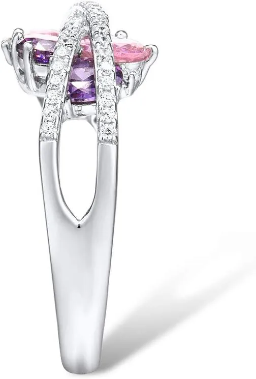 Santuzza 925 Sterling Silver Twist Ring White Cubic Zirconia Rings