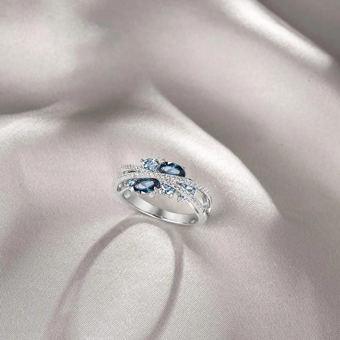 Santuzza 925 Sterling Silver Twist Ring White Cubic Zirconia Rings