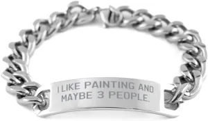 Sarcasm Painting Gifts, I Like Painting and, Special Birthday Cuban Chain Bracelet For Friends, Engraved Bracelet From Friends, Friendship bracelets, Best friend bracelets, Cuban link bracelet, Gold