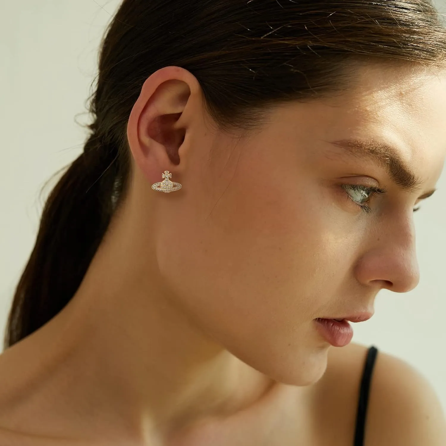 Saturn Earrings Aesthetic Cubic Zircon Silver Saturn Stud Earring Jewelry for Women Gift