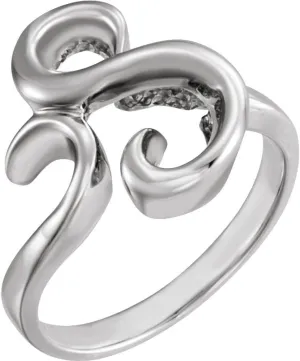 Semi-Polished Platinum Freeform Bypass Metal Fashion Ring Fine Jewelry For Women Gifts For Her, Size 6