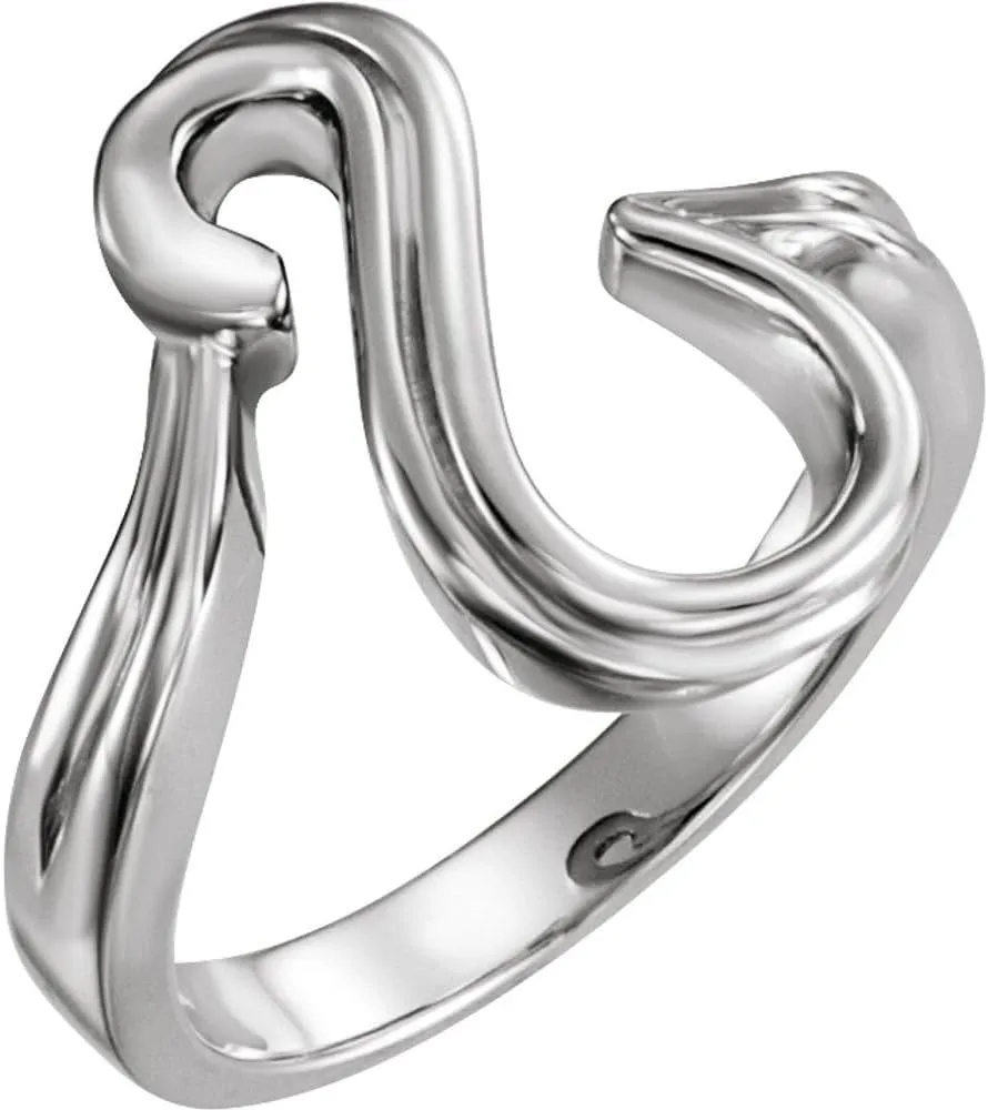 Semi-Polished Platinum Freeform Bypass Metal Fashion Ring Fine Jewelry For Women Gifts For Her, Size 6