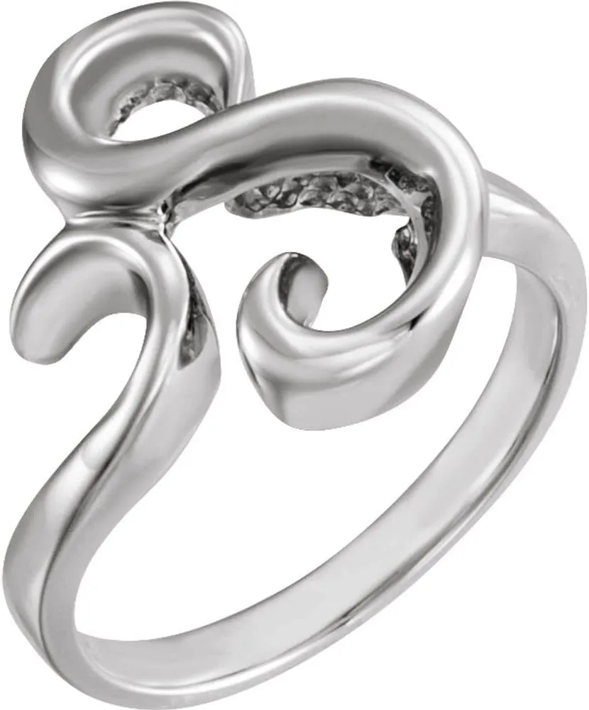 Semi-Polished Platinum Freeform Bypass Metal Fashion Ring Fine Jewelry For Women Gifts For Her, Size 6