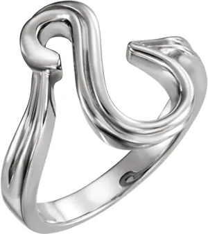 Semi-Polished Platinum Freeform Bypass Metal Fashion Ring Fine Jewelry For Women Gifts For Her, Size 6