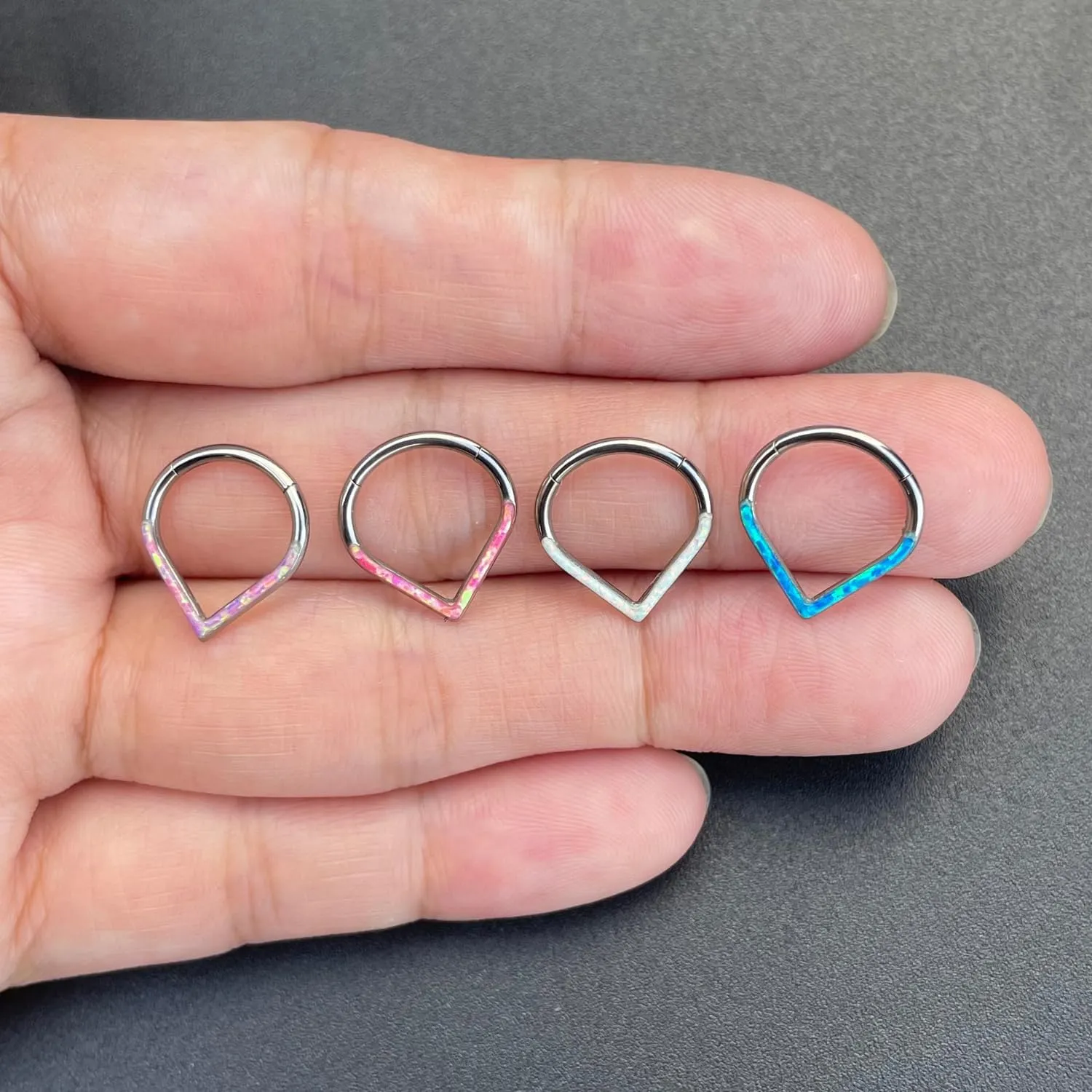 Septum Jewelry Daith Earring Opal CZ 16G 18G 20G 316L Surgical Steel Hinged Segment Nose Ring Hoop Septum Clicker Helix Cartilage Tragus Piercing Jewelry for Women