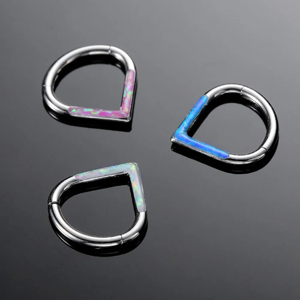 Septum Jewelry Daith Earring Opal CZ 16G 18G 20G 316L Surgical Steel Hinged Segment Nose Ring Hoop Septum Clicker Helix Cartilage Tragus Piercing Jewelry for Women
