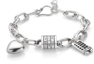 Silver Bracelets for Women, 14K Silver Plated Bracelet Heart And Abacus Lucky circley Pendant Adjustable Charm Hypoallergenic Bracelets Handmade Fashion Jewelry Gift