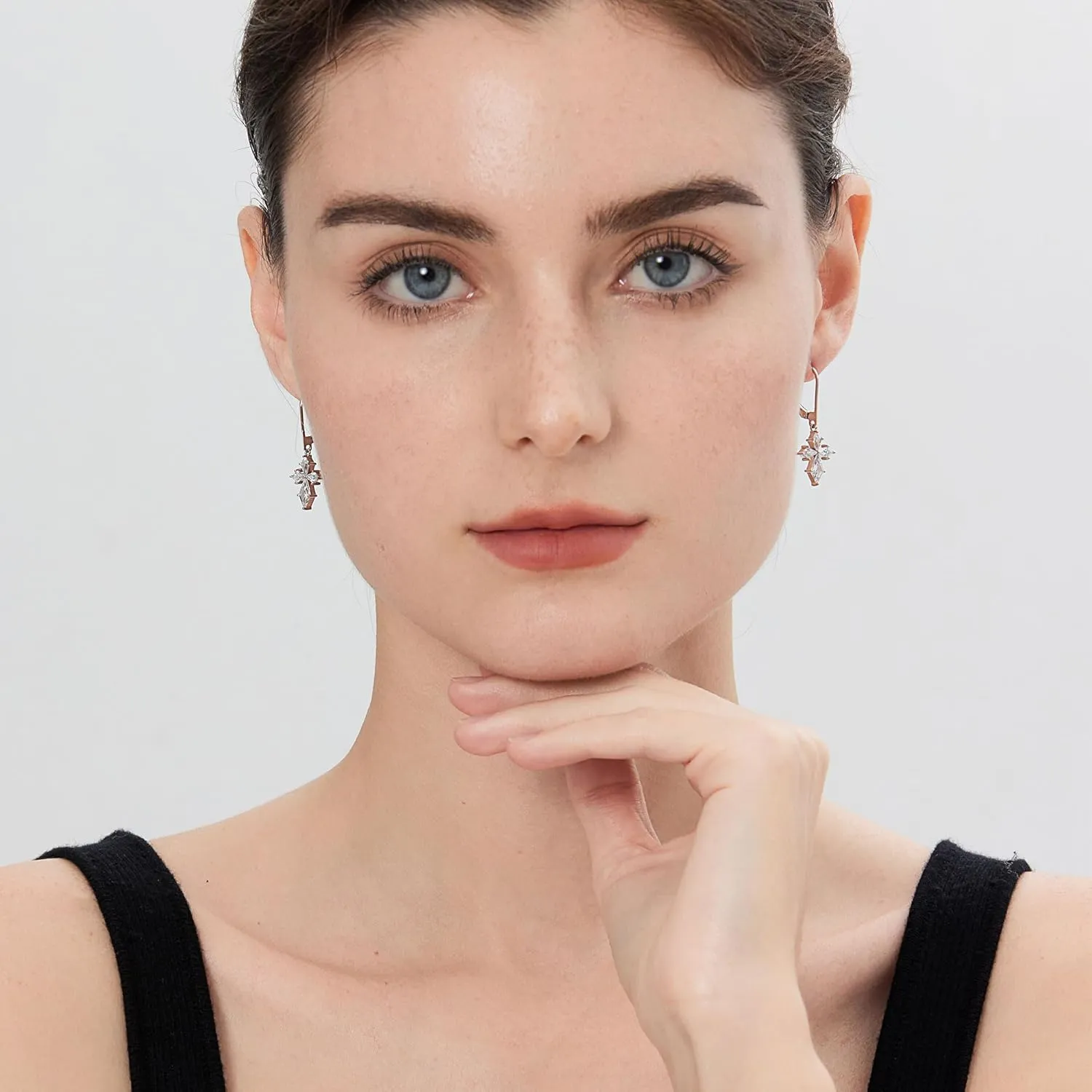 Silver Cross Hoop Earrings for Women Men Cubic Zirconia Diamond Cross/High Polished Infinity Christain Faith Jewelry
