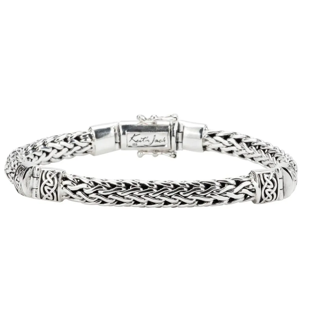 Silver Dragon Weave Hinged Bracelet