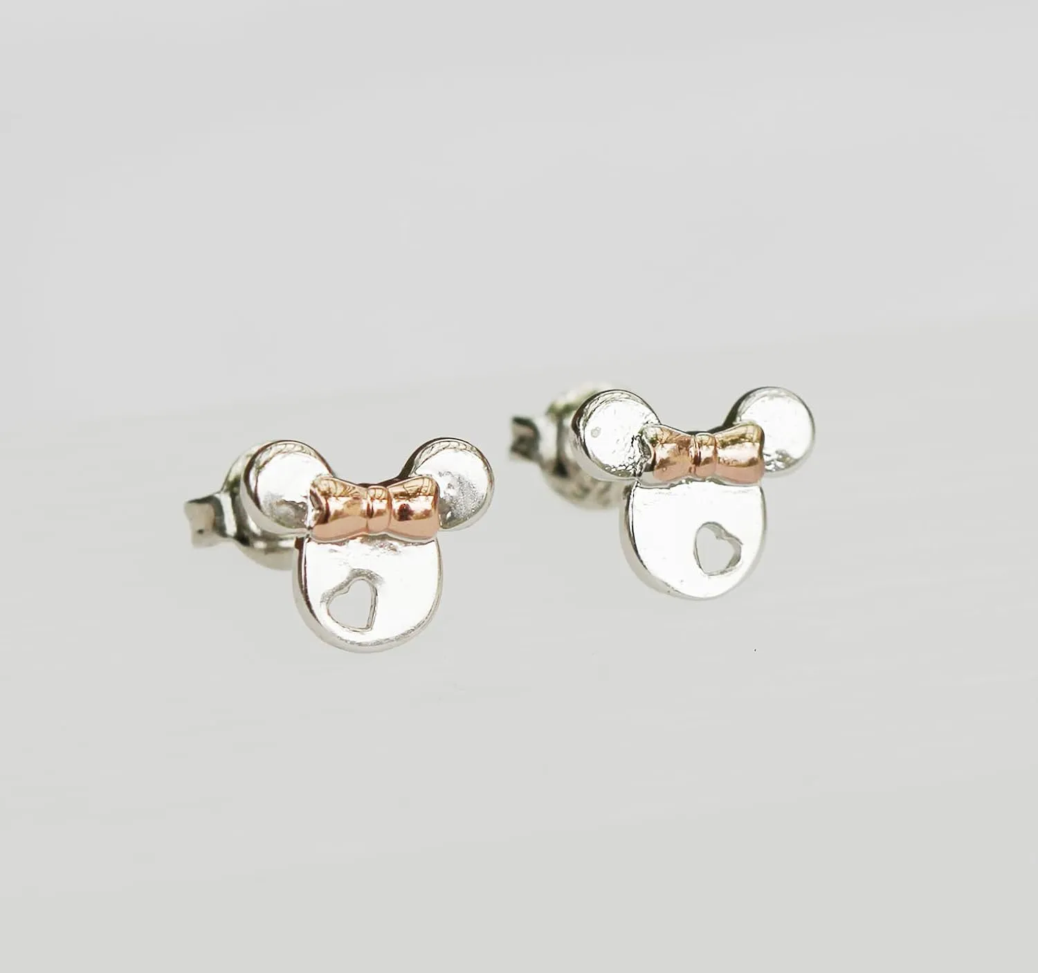 silver earrings for girls, rose gold plated 925 Sterling Silver small tiny cute Mouse stud earrings for women girls kids, birthday Gift